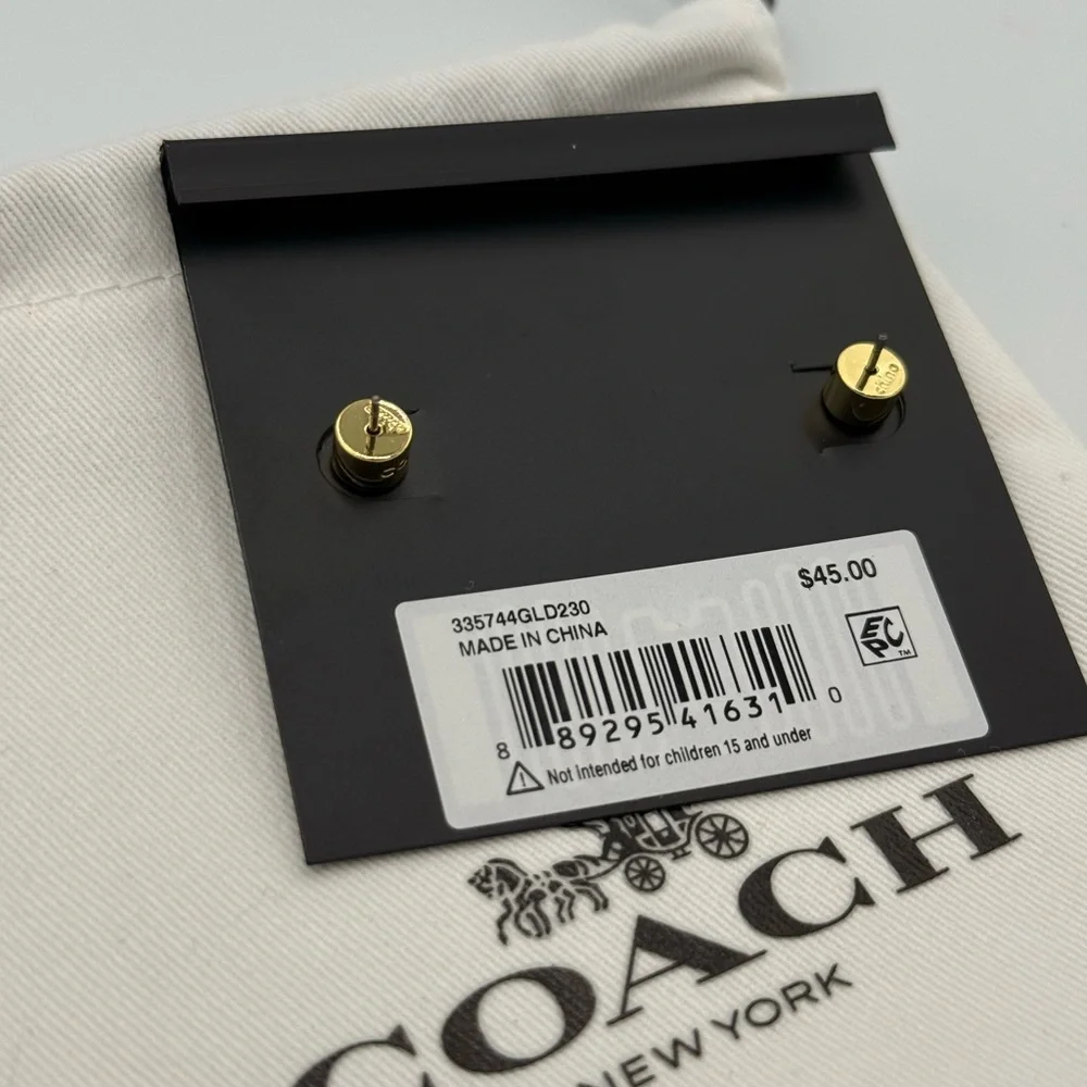 Coach Gold Floral Crystal Stud Earrings - Picture 3 of 3